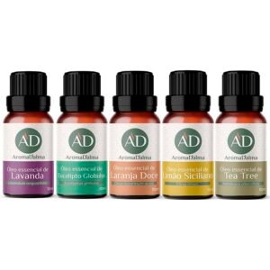 Kit Óleo Essêncial Completo Para Aromaterapia | Os 5 Aromas Mais Populares 100% Puros