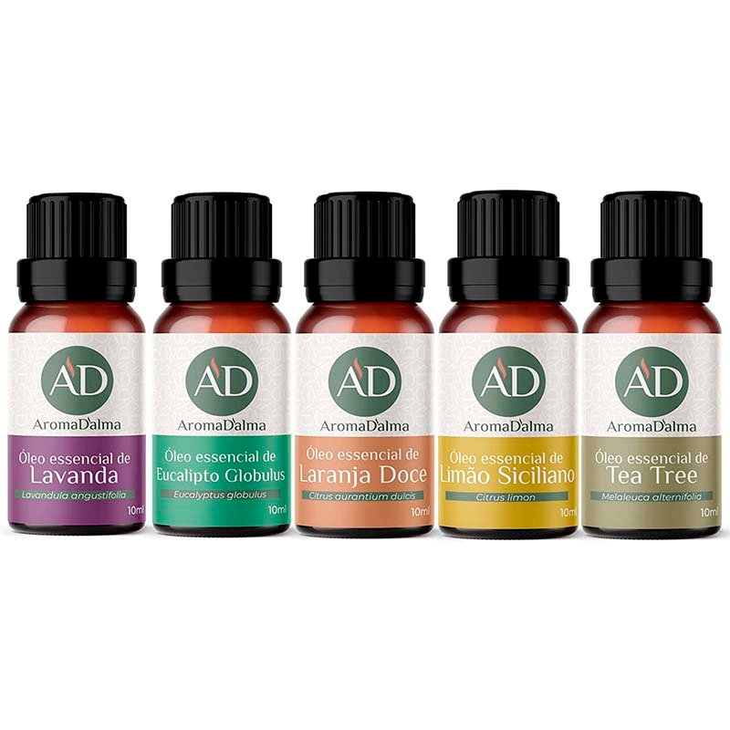 Kit Óleo Essêncial Completo Para Aromaterapia | Os 5 Aromas Mais Populares 100% Puros