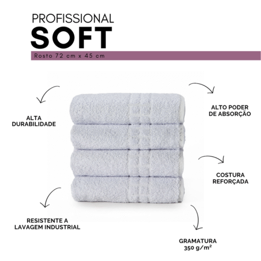 Toalha de Rosto Soft Padrão Profissional Hotelaria Branca - Imagem 3