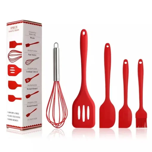 Conjunto de Utensílios de Cozinha em Silicone com 5 Peças – Resistência, Segurança e Praticidade no Dia a Dia - Imagem 5