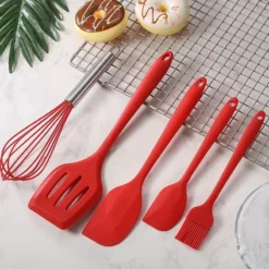 Conjunto de Utensílios de Cozinha em Silicone com 5 Peças – Resistência, Segurança e Praticidade no Dia a Dia