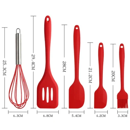 Conjunto de Utensílios de Cozinha em Silicone com 5 Peças – Resistência, Segurança e Praticidade no Dia a Dia - Imagem 4